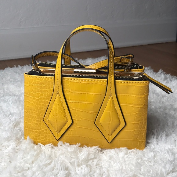 yellow croc purse